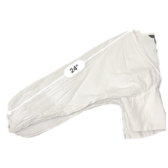 BANANA REPUBLIC CROPPED SHIRRED BLOUSE White Size 8 - Picture 5 of 8